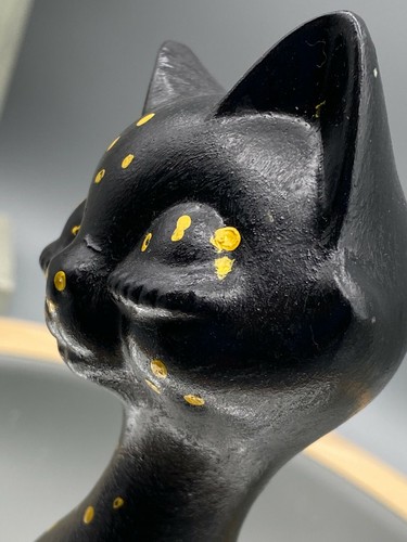 Vintage Black Cat Porcelain Ceramic Figurines Signed Mark - Picture 8 of 9