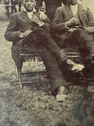 4 Coppie Passeggino Cavallo da Esterno 1870s Tintype Foto Tipo Tin - Foto 6 di 12
