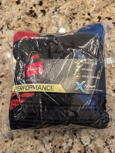Hanes Boys Kids 6 Pair Crew Socks Black w Colored Pattern shoe size Youth 9-2.5 - Picture 8 of 8