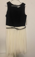 Charter Club Womens Black and Cream Belted Dress Size 16 NWT