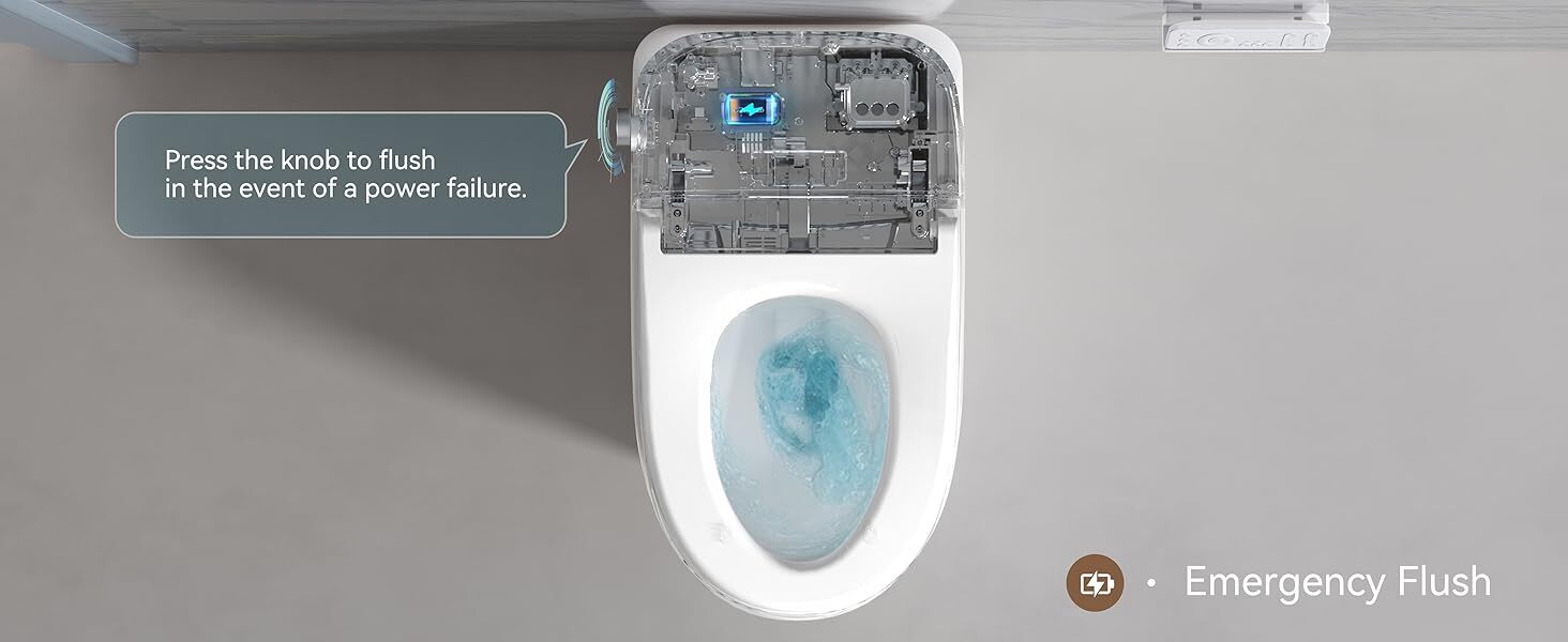 Smart Toilet with Pump-assist Flush and Kick Flush Bidet Warm Water heated seat