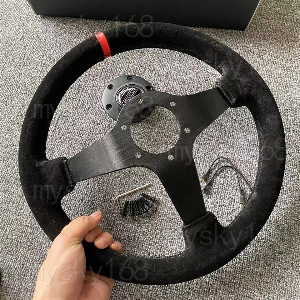 14Inch SPARCO Steering Racing Car Suede Leather Steering Wheel for Universal - Image 4 of 4