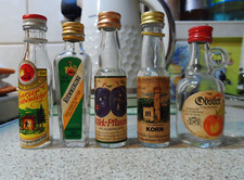 Very Rare Vintage German Miniature Alcohol Bottles x 5 - Empty & Clean - Lot 9