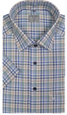Marvelis Hemd Comfort Fit Kurzarm blau / weiss / grün Karo 7032.72.45