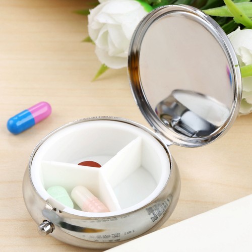 1/3/5Pcs Pocket Round 3 Grids Daily Pill Box Organizer Medicine Storage Case - Picture 9 of 11