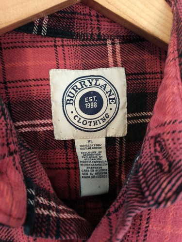 BurryLane Clothing Red Plaid Flannel Shirt Men's Size XL 100% Cotton - 第 2/2 張圖片