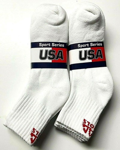  6 Pair Men Premium Heavy weight Work Cushioned White Ankle Sock Size10-13, USA. - Picture 2 of 7