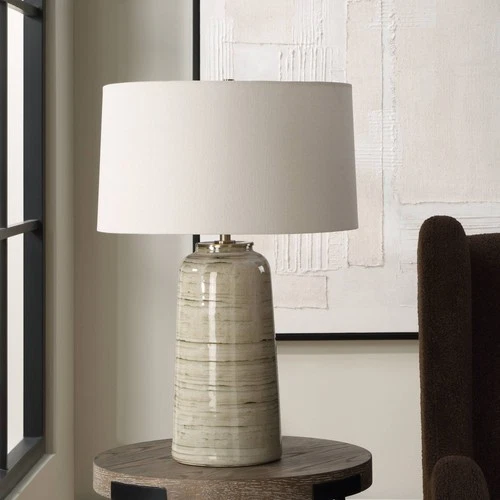 Uttermost Strata 26 1/4" High Tan Glaze Ceramic Table Lamp - Picture 3 of 7