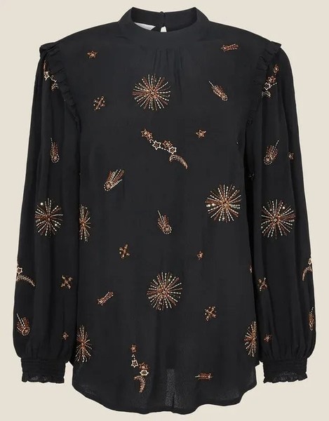 Women Monsoon Shirt Black Viscose XXL
