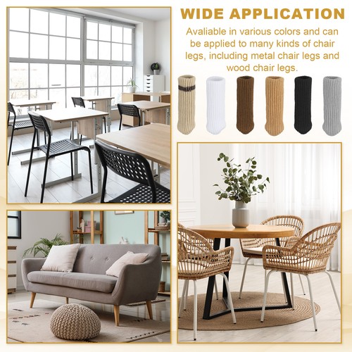 Protector de piso para patas de silla de punto 12 piezas, calcetines para patas de silla de muebles, café - Imagen 6 de 6