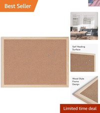 Versatile 18" x 24" Cork Board with Light Birch Frame - Easy to Mount Organize
