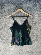Patrons Of Peace Tank Top Womens Small Multicolor Tropical V Neck Ruffle Cami