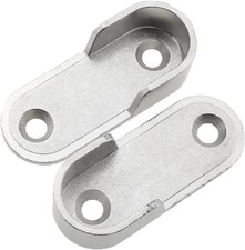 12PCS Oval Closet Rod End Supports Flanges Socket with Mounting Screws, Silver