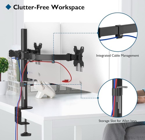 Monitorhalter für 2 Monitore 13 -27 Zoll höhenverstellbar drehbar/neigbar Büro - Bild 4 von 7