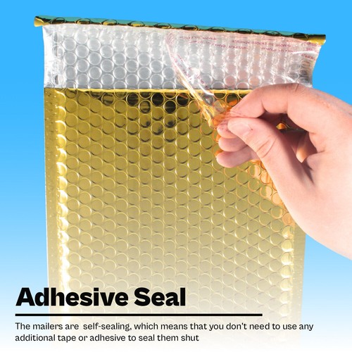 Glamour Metallic Green Poly Bubble Mailers 7.5 x 11 Shipping Envelope 500 Pcs - Picture 5 of 5