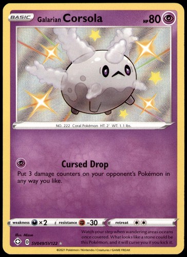 Galarian Corsola SV049/SV122 Shining Fates Shiny Vault Pokemon Holo NM