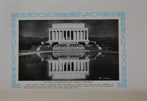 Antique Washington DC Lincoln Memorial Art Print 1923 Original Wall Décor
