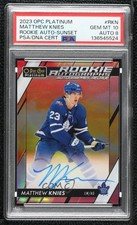 2023-24 O-Pee-Chee Platinum Rookie Sunset Matthew Knies PSA 10 GEM MT Auto 2d8