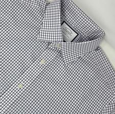 Charles Tyrwhitt Dress Shirt Men's 16/35 Blue White Check Non Iron Slim Fit