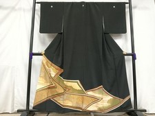 Heiwaya Kimono Luxurious black tomesode piece embroidery overlapping colored