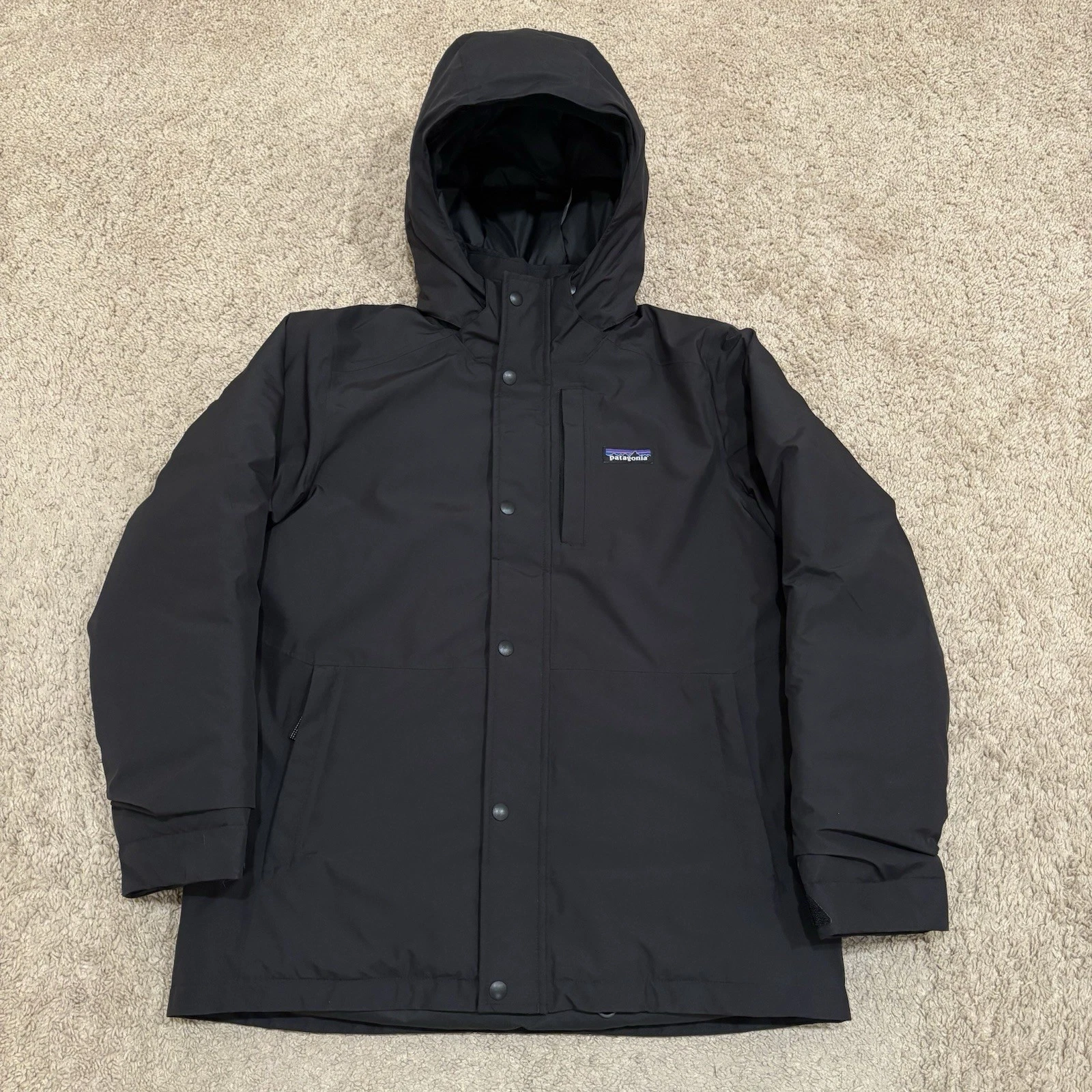 Patagonia Powder Town Jacket Kids Large (12) Black Ski Snow Waterproof Hooded