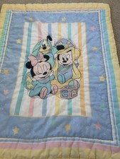 Vintage Disney Baby Dundee Crib Blanket Comforter Quilt Mickey Minnie Pluto 90 s