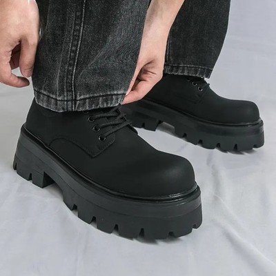 38-46 Men's Round Toe Thick Soled Lace Up Business Formal Dress Work Shoes Party