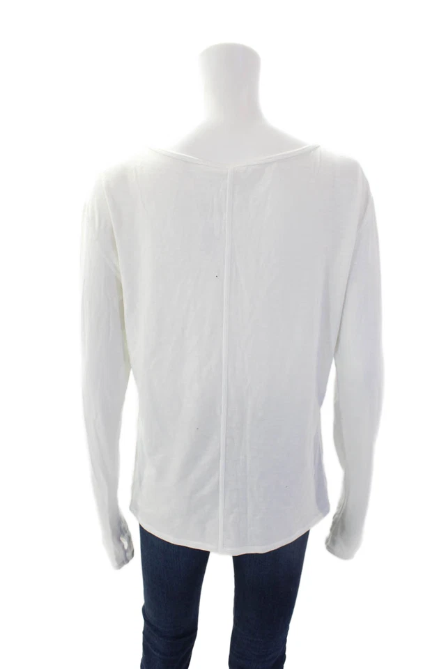 Top Lululemon Mujer Algodón Detalle Paneles Manga Larga Blanco Sólido Talla M Foto 3 de 4