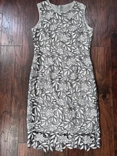 WHBM Gray Lace Overlay Sheath Dress Size 10 Party Cocktail Wedding