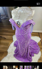 Purple Off-Shoulder Corset Beaded Sequin Lace...