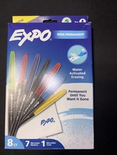 Expo Wet Erase Markers 7ct Semi-Permanent  Microfiber Cloth Water Activated