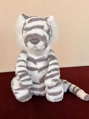 NEW Jellycat Medium Bashful Sacha Snow Tiger BNWT Rare Retired Big Cat Plush Toy