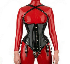 Black Latex Corset Rubber Tight-fitting Bodice Cosplay Bustier 0.4mm Men S
