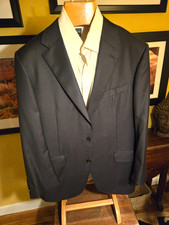 Canali 1934 Silver Label Sport Coat, Jet Black, Pick Stitched, Size 44 Regular