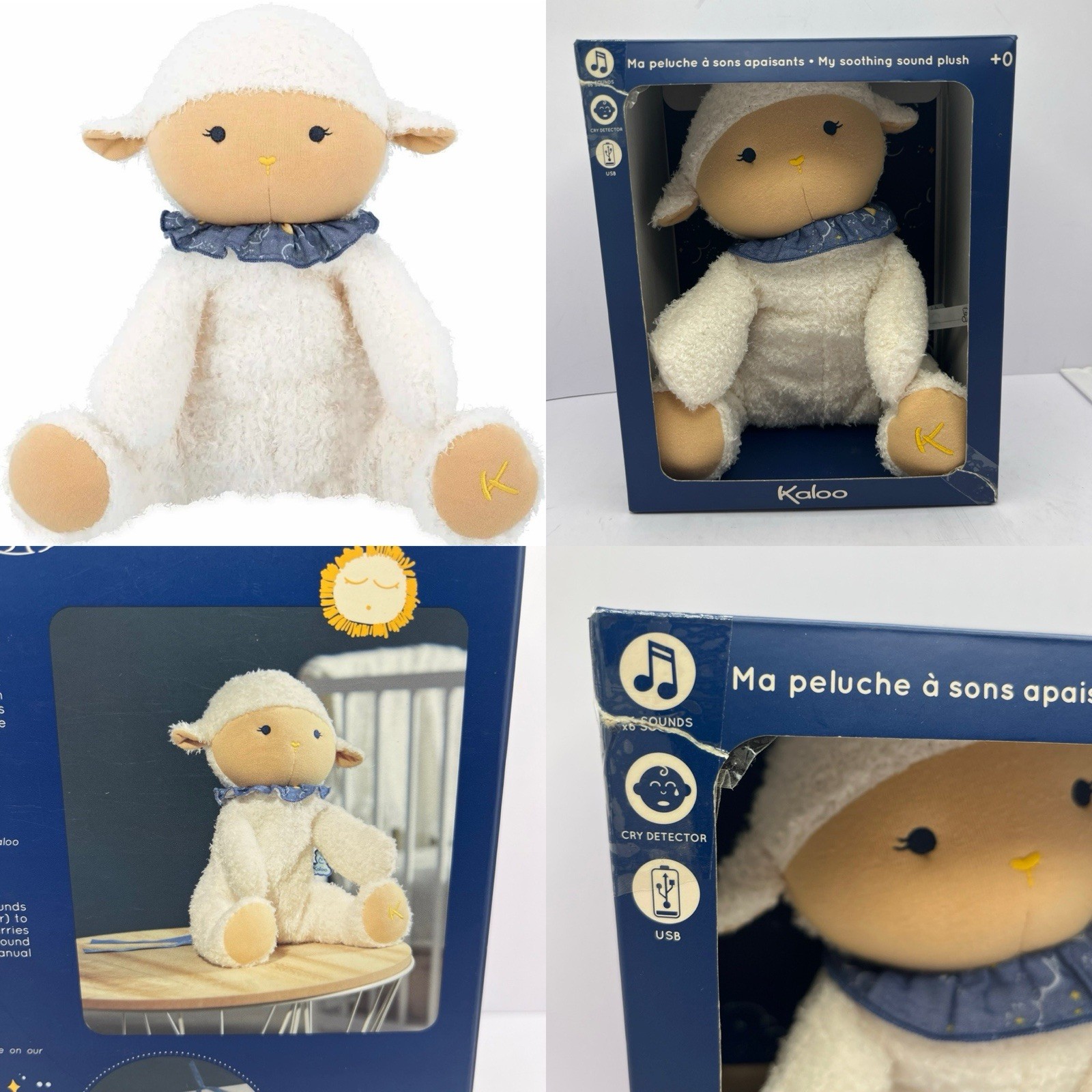 Kaloo Doux Sommeil White Sheep Musical Plush  Baby Sleep Aid New boxed baby gift