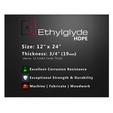 Black HDPE Sheet Starboard Texture Marine Board 12x24 Inch 3/4 Inch Thick