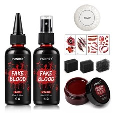 6 PCS Halloween Fake Blood Makeup Kit, Fake Blood Spray Dripping Blood, Coa...