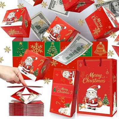 Surprise Gift Box Explosion for Money, Xmas Folding Bouncing Gift (Red ...