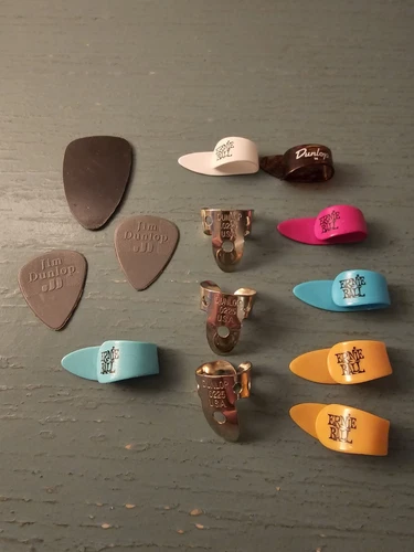 Lot Of (13) Guitar Picks/Thumb Picks-Ernie Ball, Dunlop-Very Good