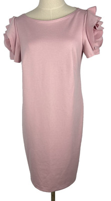 Pietro Brunelli Milano Pink Maternity Dress Salisburgo Rose Ruffle Size M Sheath
