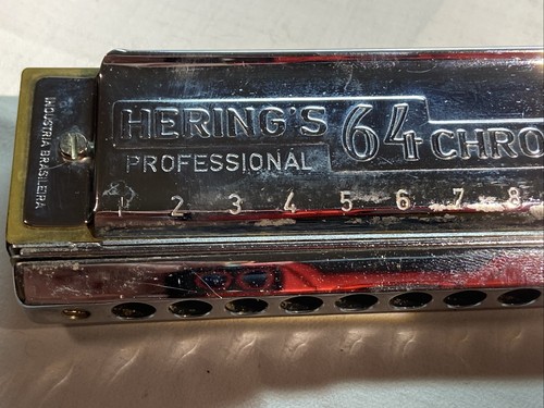 Hering’s Vintage 64 Chromatic Harmonica  Professional Model Key C 16 Hole Brazil - Bild 10 von 18