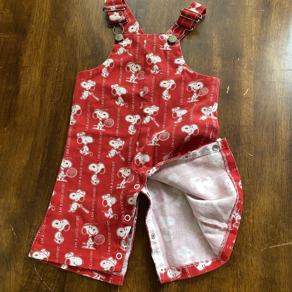 Mono deportivo vintage rojo preppy Snoopy Peanuts bebé 0-3 meses Foto 4 de 4