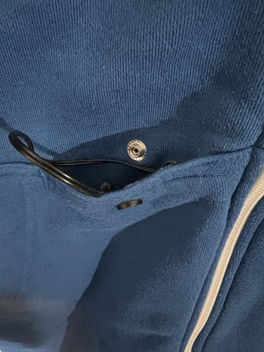Rusty Hoodie Full Zip Fleece Lined Jacket Blue Mens Sz M Ear Buds & Audio Cable - Picture 3 of 10