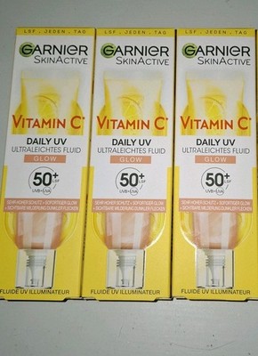 Pflegepaket Set Garnier Creme Skin Care Vitamin C Flurid Glow 3 Stück