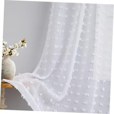 Sheer Curtains 84 Inches Long for Living Room 52"W x 84"L Pack of 2 White