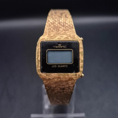 Dekorative Tempic LCD Quarz Damen Uhr   Goldfarben Vintage