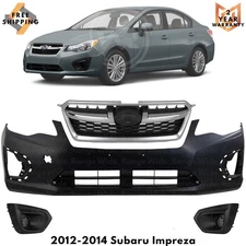 Front Bumper Cover Fascia & Grille Assembly Kit For 2012-2014 Subaru Impreza