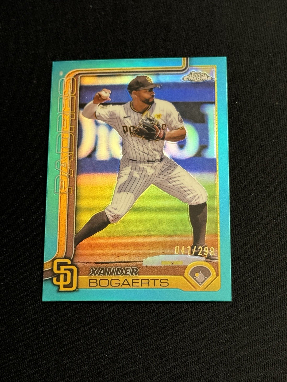 2025 Topps Chrome Xander Bogaerts Aqua Refractor #229, Serial #041/299