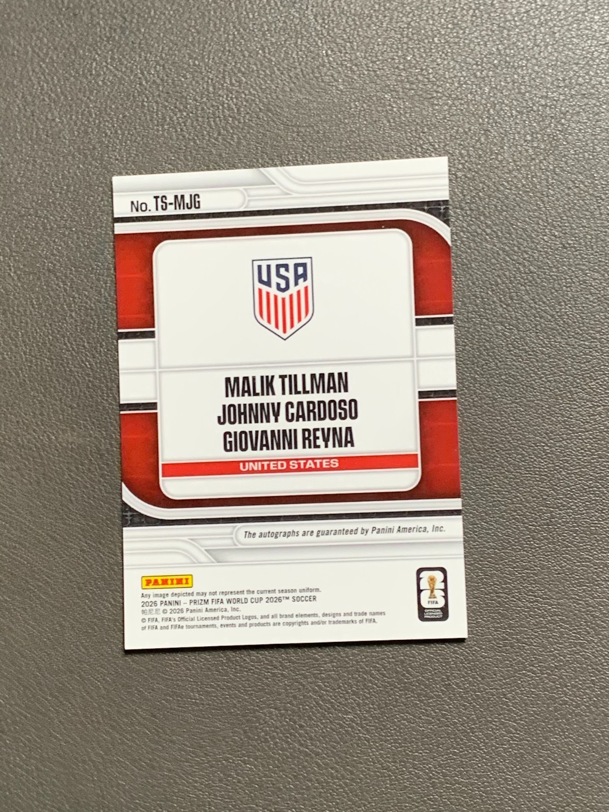 2026 Prizm FIFA World Cup Malik Tillman Johnny Cardoso Giovanni Reyna Auto view 2