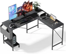 Simple Deluxe L Shaped Desk Gaming Computer 50 Inch Reversible Corner Black 